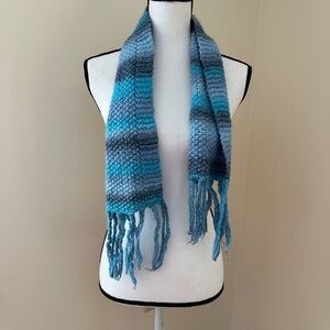 *NEMY* Blue x Gray Fashion Striped Knitted Fringe Scarf